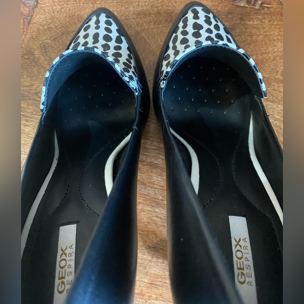 Geox High Heeled Black and White Pattern Shoes Size 36 - Picture 8 of 12